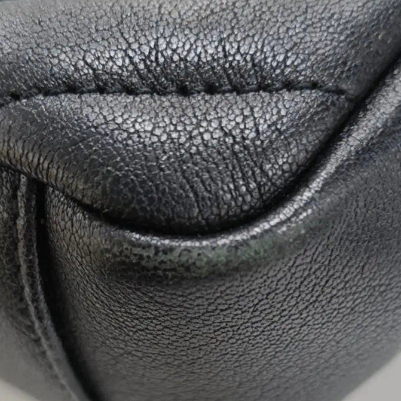 SAINT LAURENT Sheepskin Matelasse Chevron Monogram Large College Satchel Black