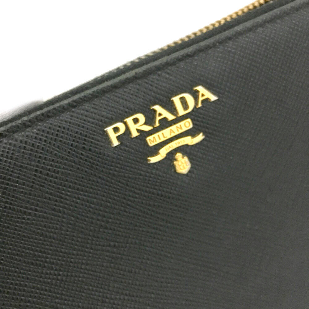 USED PRADA Saffiano Zip Around Wallet Black