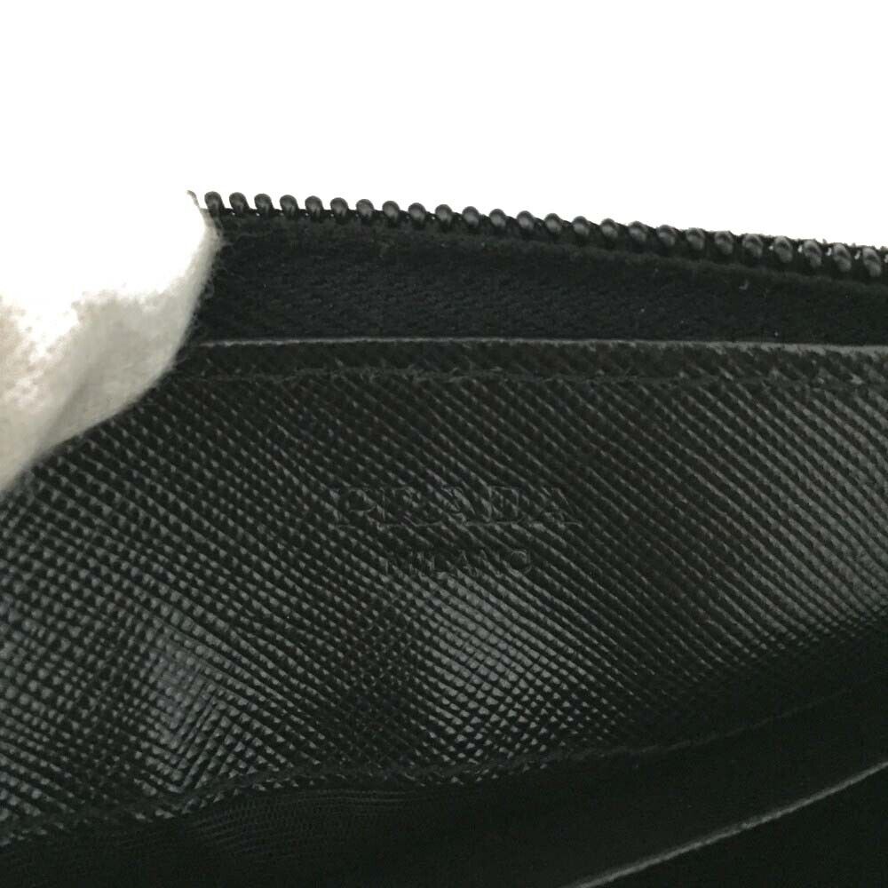 PRADA Saffiano Triangle Zip Around Wallet Black