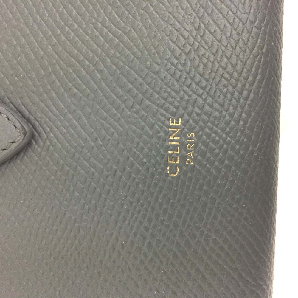 CELINE Grained Calfskin Medium Multifunction Strap Wallet Gray