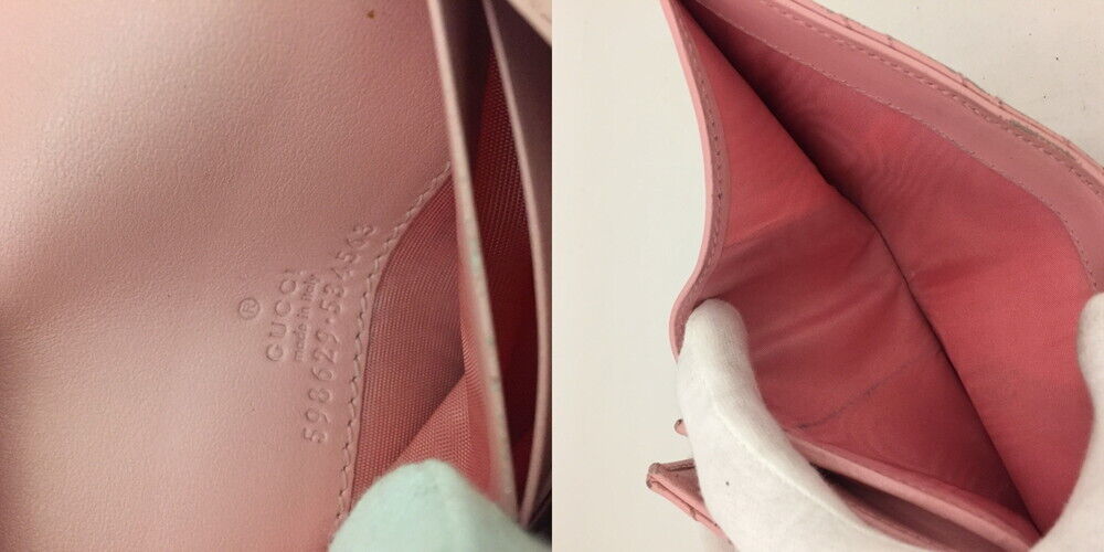 GUCCI Calfskin Matelasse GG Marmont Card Case Wallet Perfect Pink