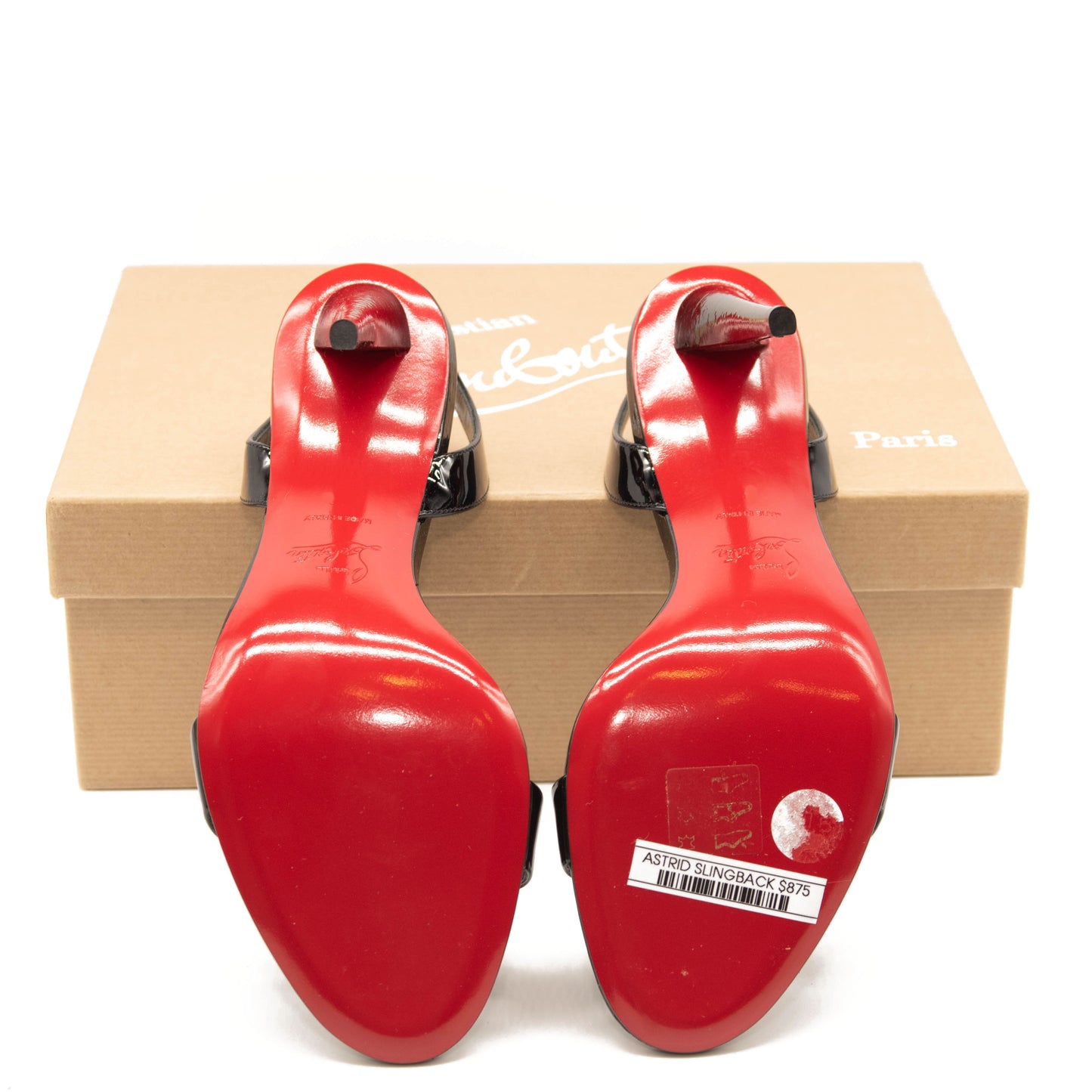 Christian Louboutin Astrid Slingback Sandal EU 38.5 Black Patent Heels Pumps