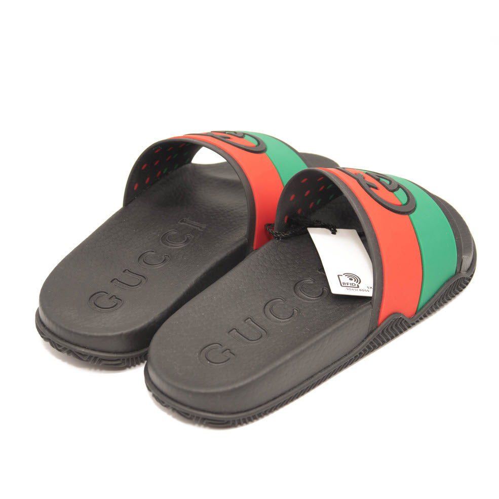 NEW Gucci Pursuit GG Logo Slide Sandal (Women) EU 36 Black Green Red No Box