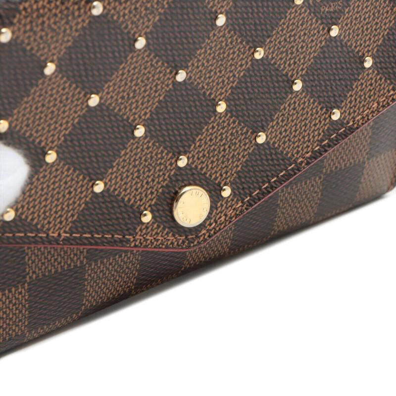 LOUIS VUITTON Damier Ebene Studded Sarah Wallet NM Red