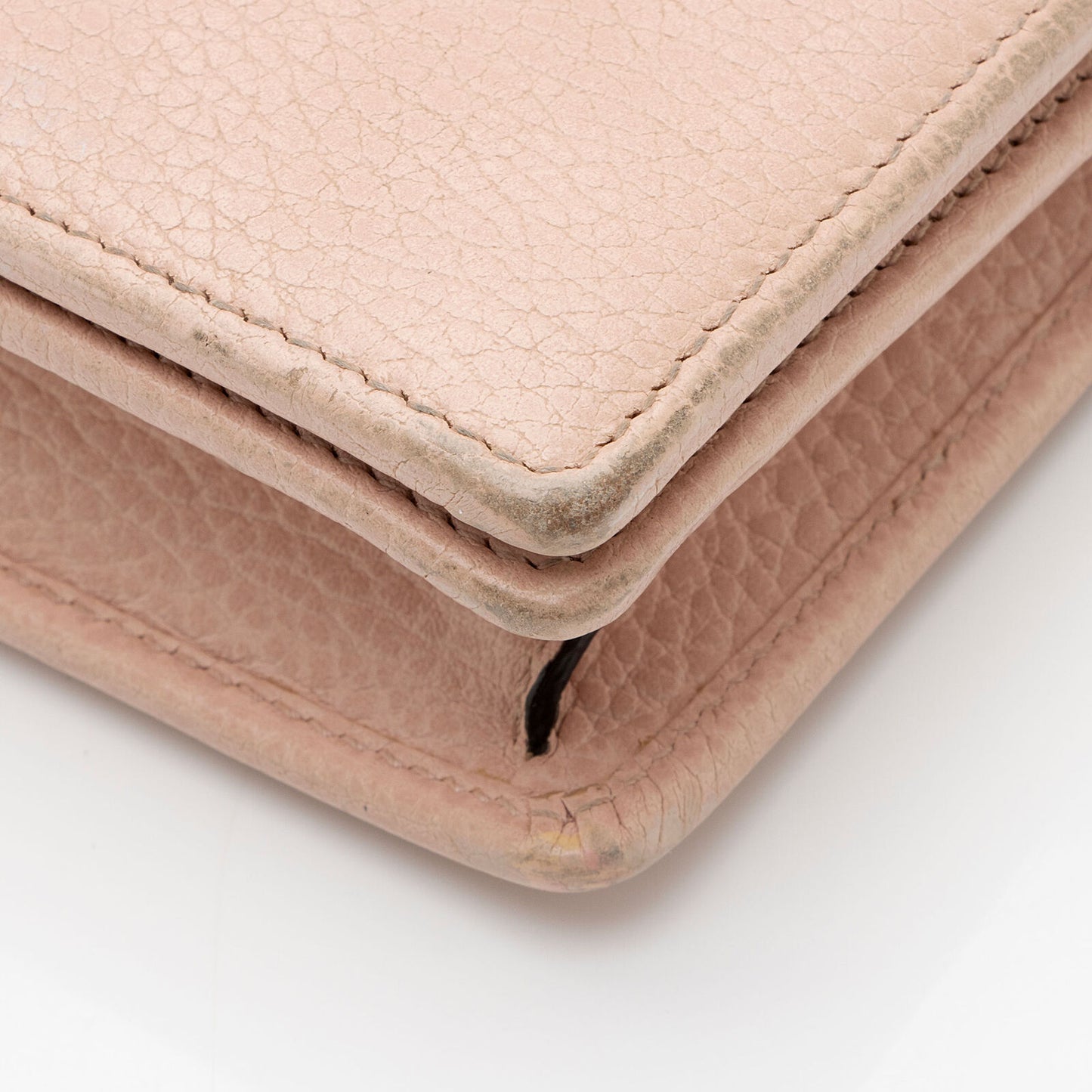 GUCCI Dollar Calfskin Mini GG Marmont Chain Wallet Perfect Pink