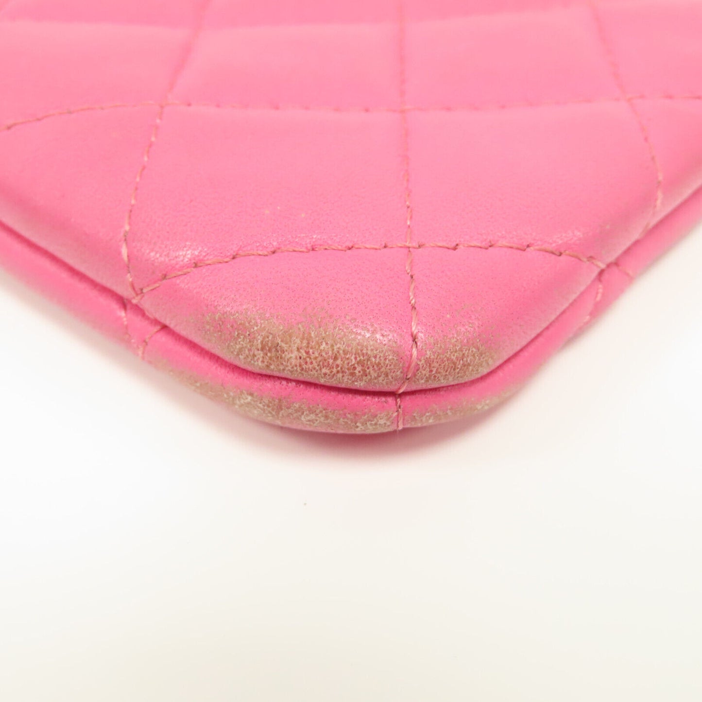 CHANEL Calfskin Quilted Small Cosmetic Case Pink