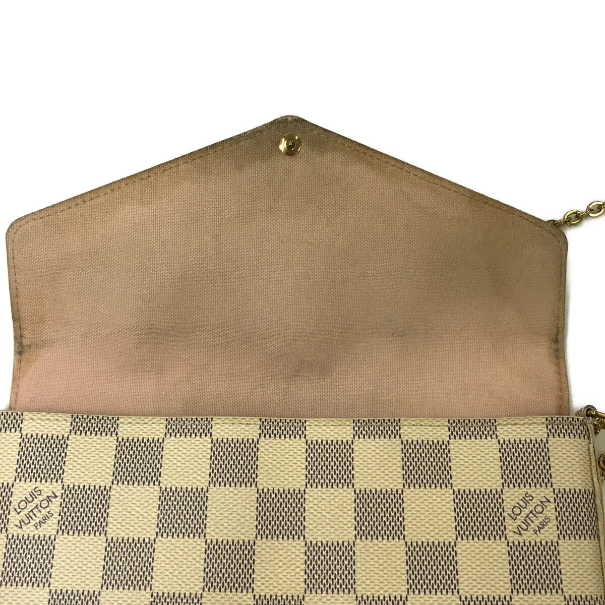 LOUIS VUITTON Damier Azur Pochette Felicie Chain Wallet Rose Ballerine