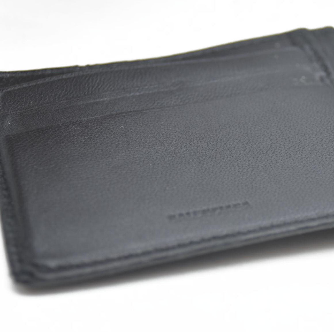 BALENCIAGA $600 B Logo Leather Bifold Wallet Black/7BH0103