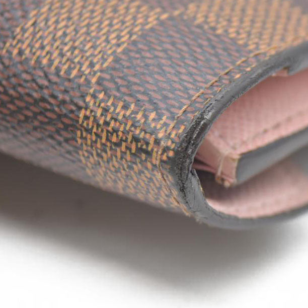 $605 Louis Vuitton Damier Ebene Victorine Wallet Rose Ballerine
