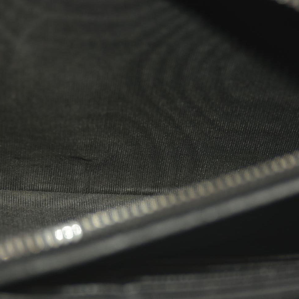 Saint Laurent Grain De Poudre Matelasse Chevron Monogram Monochrome Chain Wallet Black