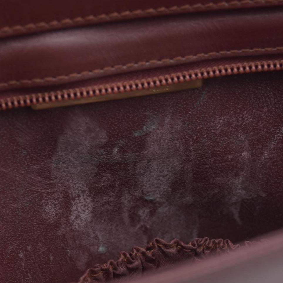 $1010 Cartier Leather Toiletry Clutch Bag Burgundy Red
