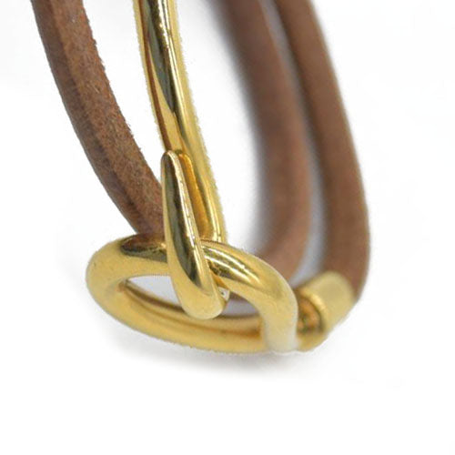 $435 Hermès Leather Jumbo Hook Double Tour Wrap Bracelet