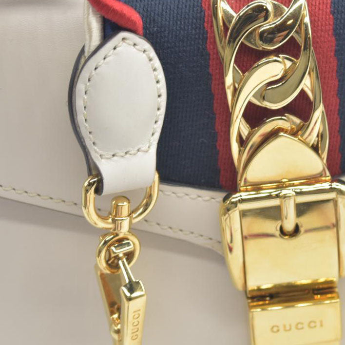 $2,590 Gucci Calfskin Small Sylvie Shoulder Bag Off White