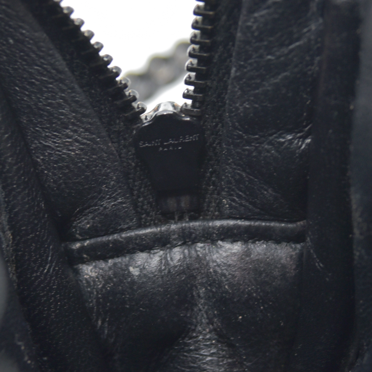 $1690 Saint Laurent Patent Leather Matelasse Monochrome Monogram Mini Lou Camera Bag Black