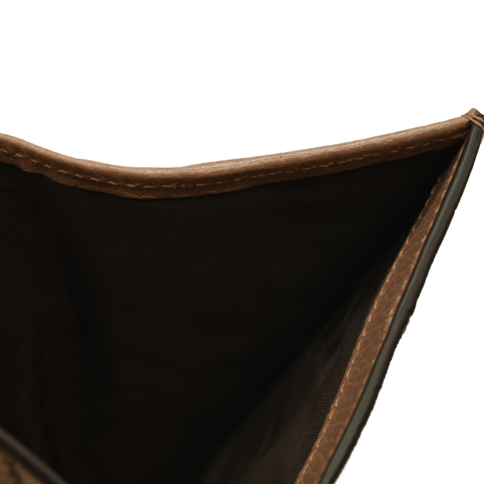 Gucci Dollar Calfskin GG Supreme Monogram GG Marmont Card Case Beige Ophidia