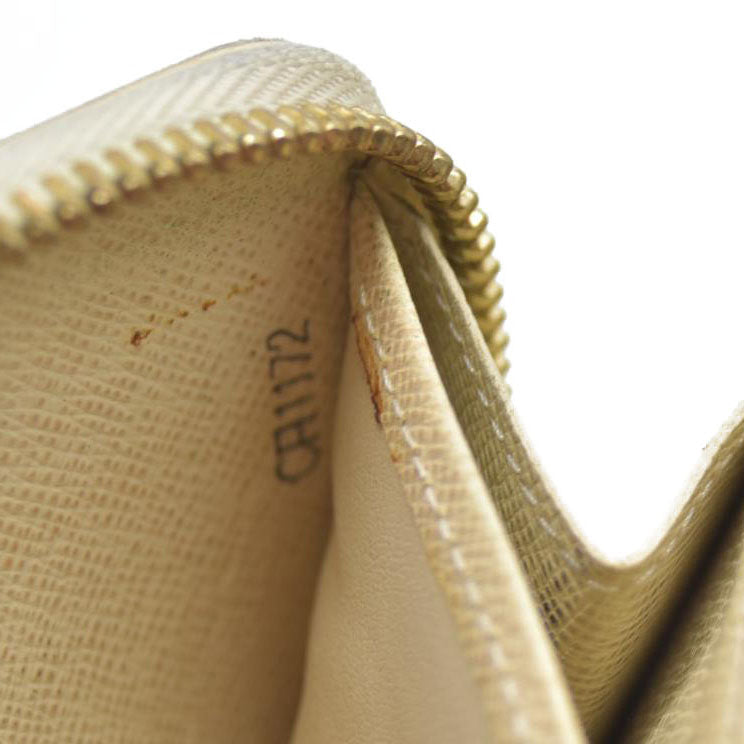 AUCTION $915 Louis Vuitton Damier Azur Zippy Zip Around Long Wallet Purse White CA1172