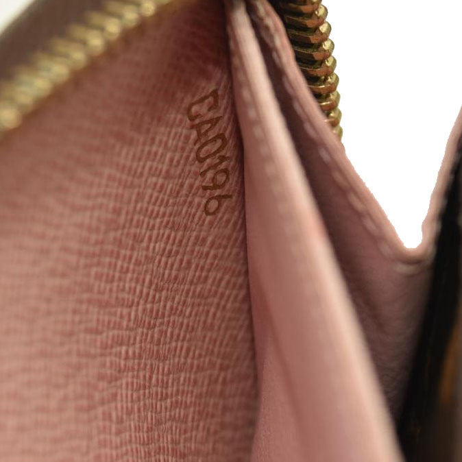 LOUIS VUITTON Damier Ebene Clemence Wallet Rose Ballerine CA0196