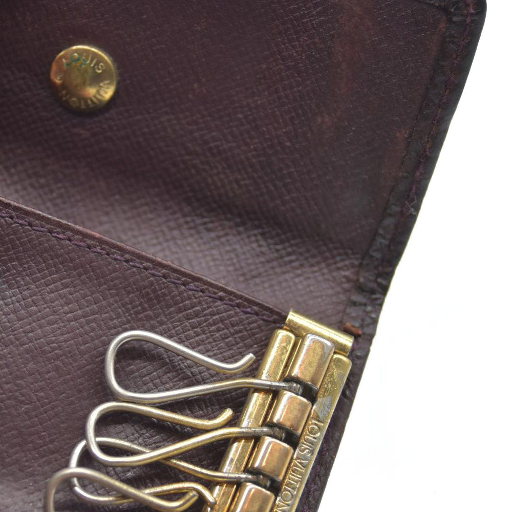 AUCTION $350 Louis Vuitton Taiga Leather Multicles 4 Ring Key Case Acajou CA0928
