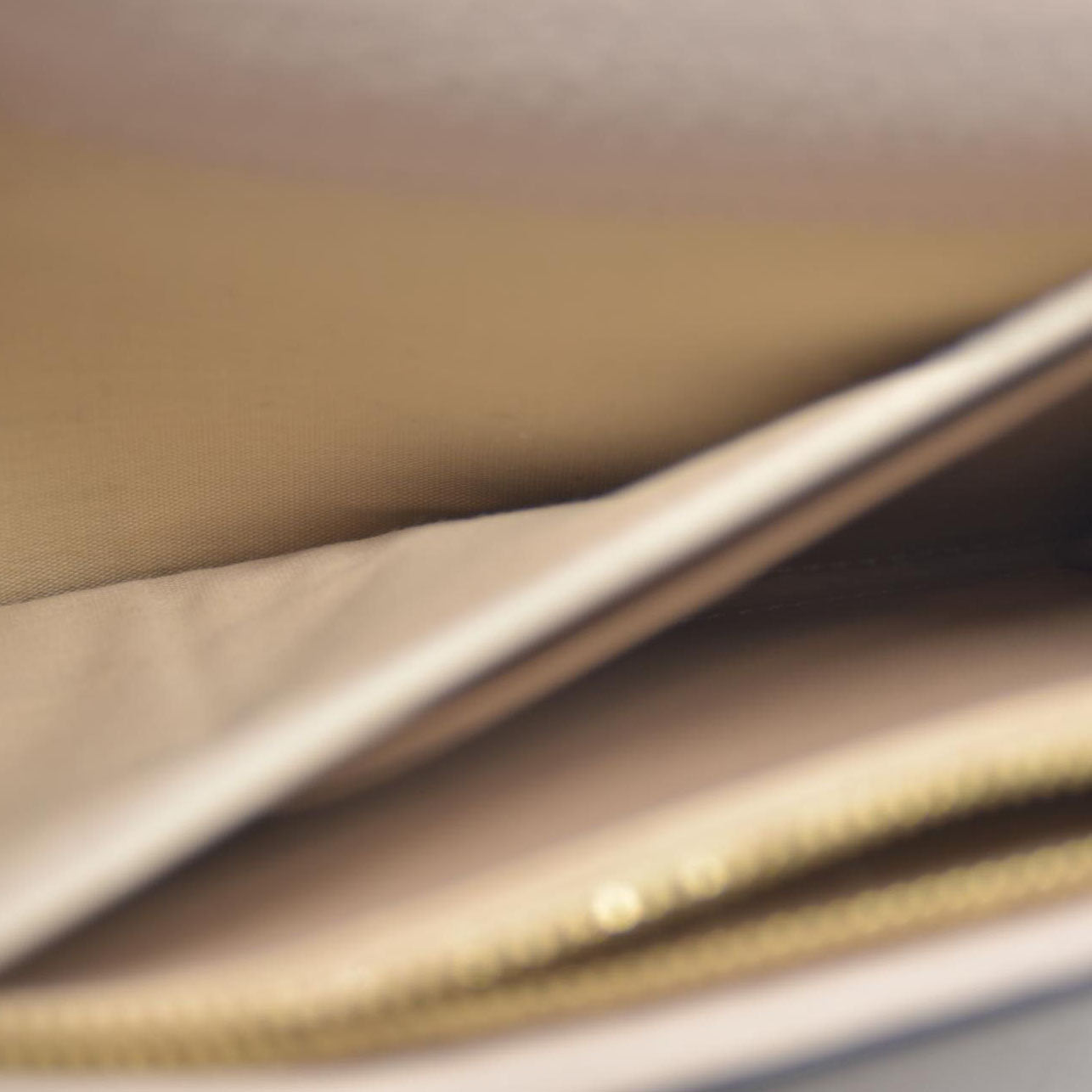 Chloe Alphabet Leather Long Bifold Wallet Purse Beige