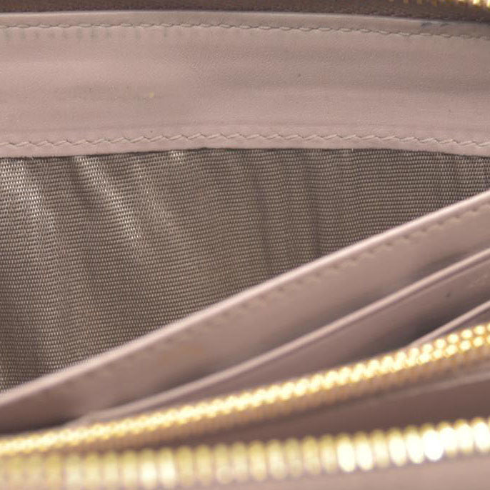 MIU MIU Logo Embossed Leather Zippy Long Wallet Beige