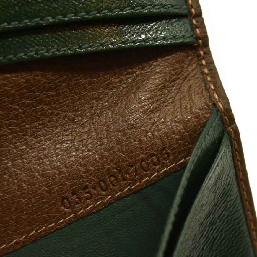 GUCCI Interlocking G GG Logo PVC Long Bifold Wallet Beige Green