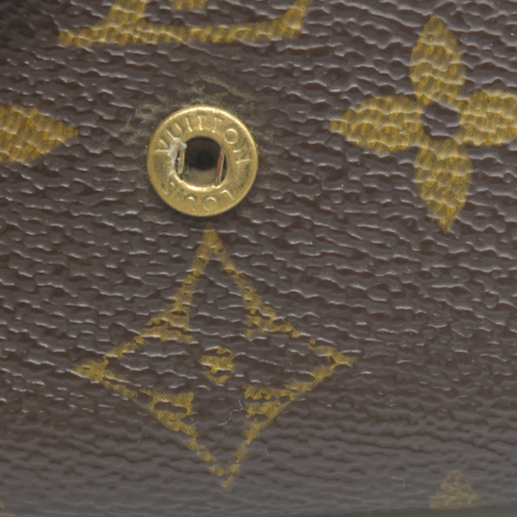 AUCTION $430 Louis Vuitton Monogram Porte Monnaie Plat Coin Purse Wallet Brown MI0094