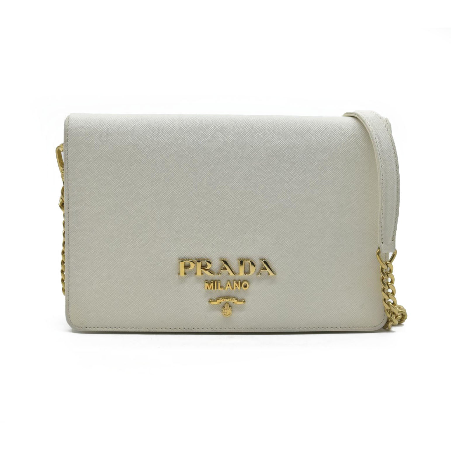 $2100 Prada White Saffiano Leather Mini Crossbody Flap Bag