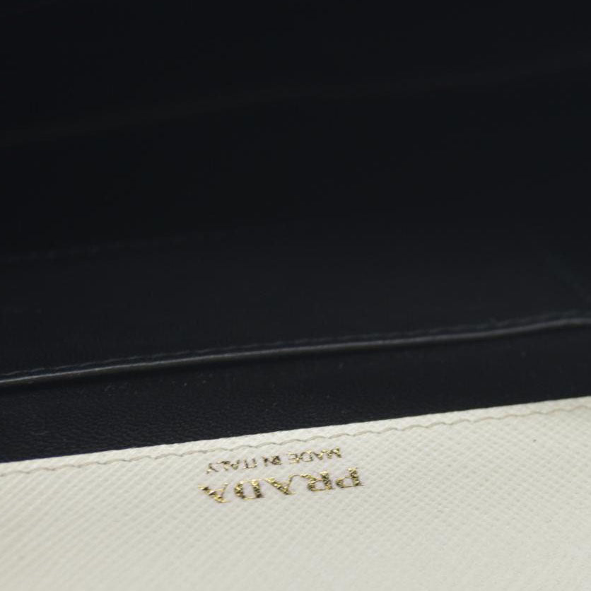 $2100 Prada White Saffiano Leather Mini Crossbody Flap Bag
