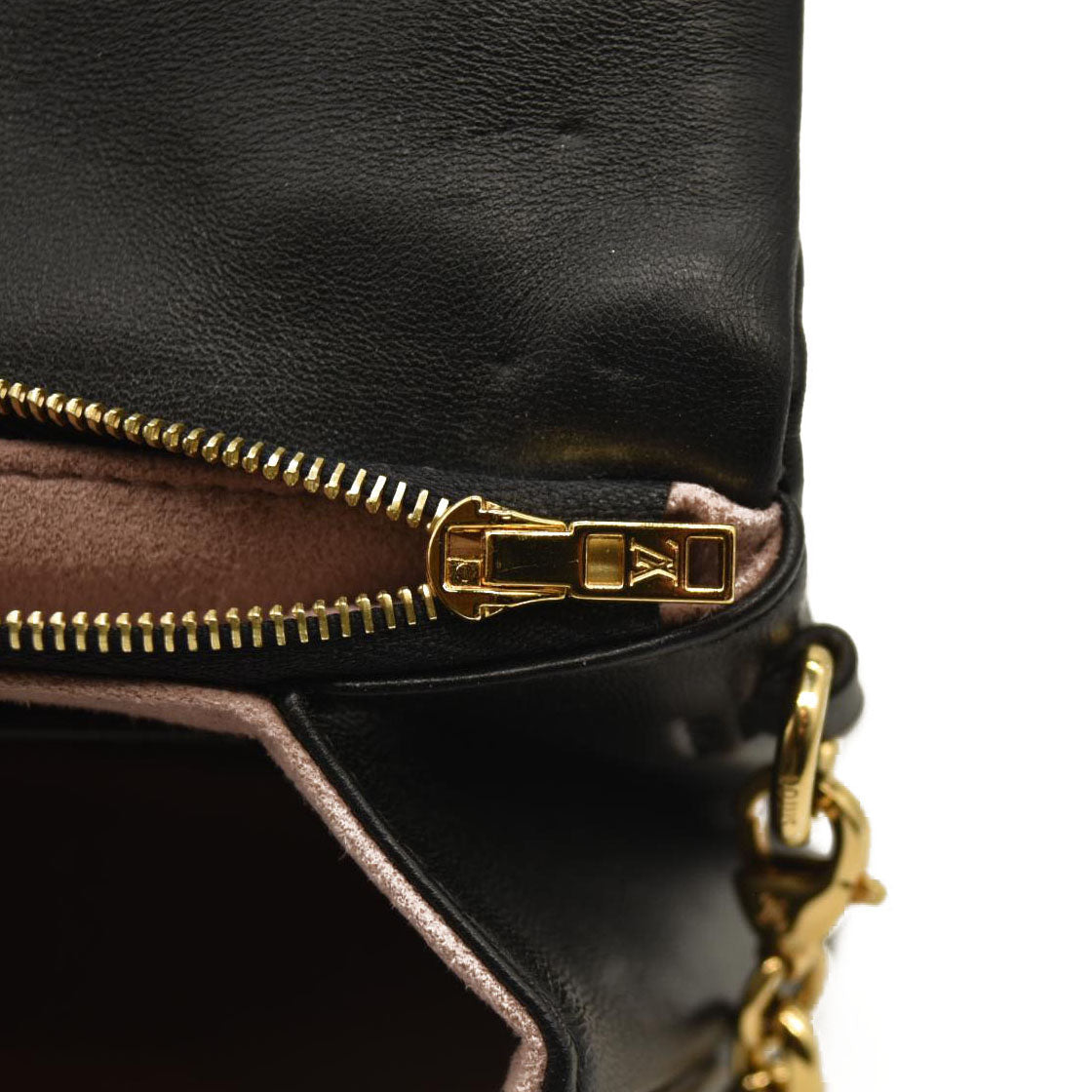LOUIS VUITTON Lambskin Embossed Monogram Pochette Coussin Black