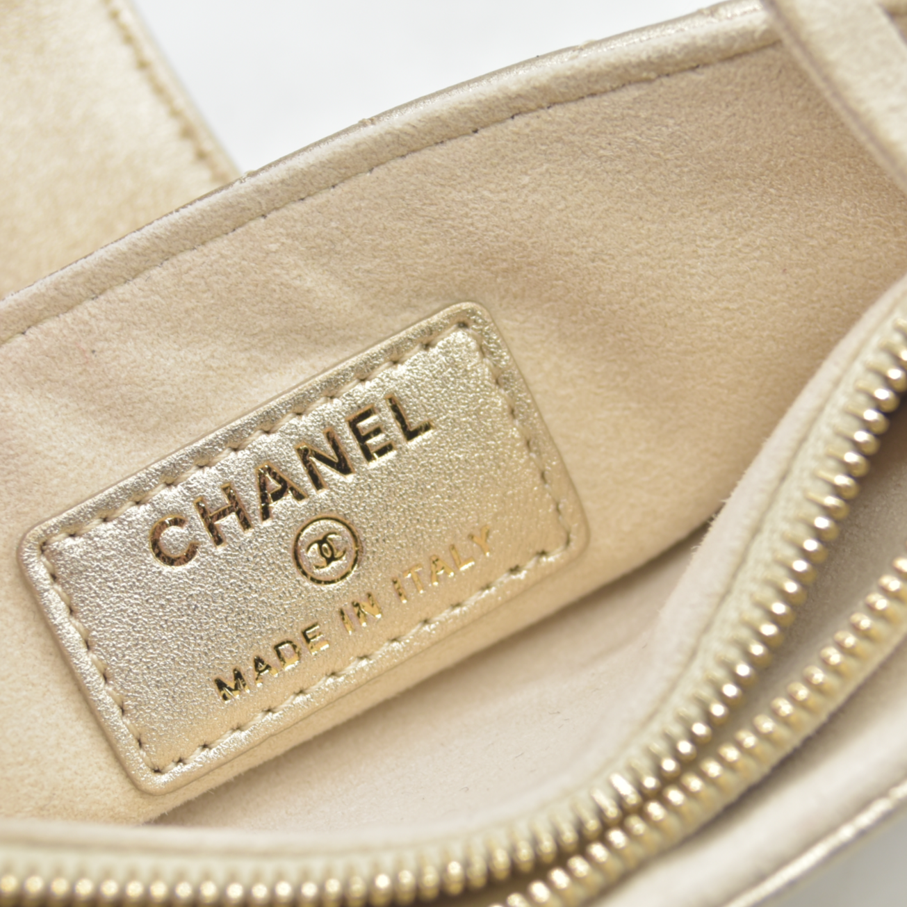 $1200 CHANEL Lamb Skin Matelasse Pouch Champagne Gold 2014