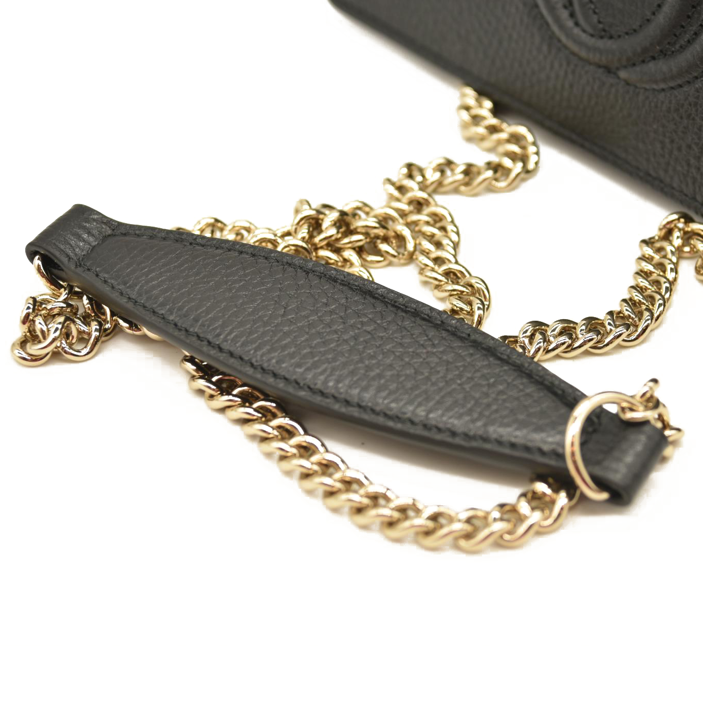 Gucci Pebbled Calfskin Soho Wallet On Chain Black