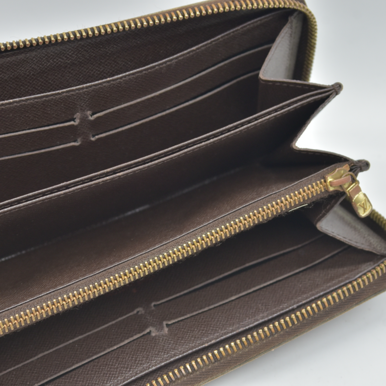Louis Vuitton Damier Zippy Zip Around Long Wallet Purse Brown CA4019
