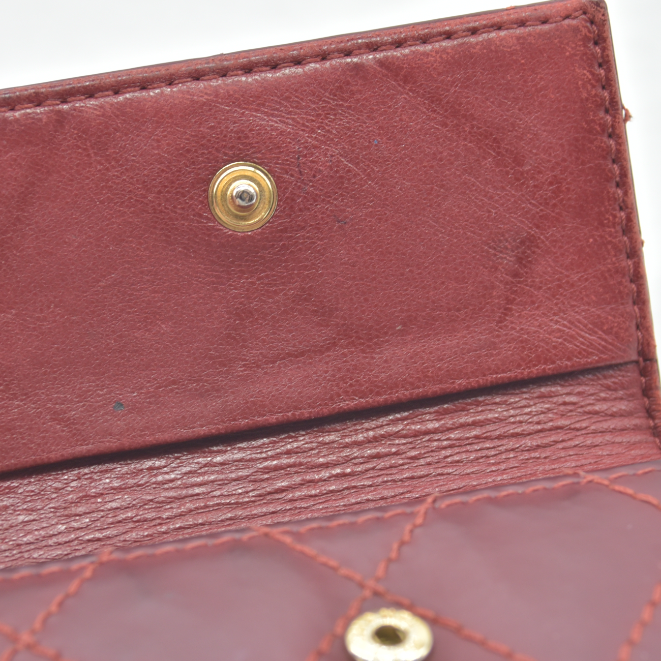 Chanel Wild Stitch Card Holder Key Case Burgundy