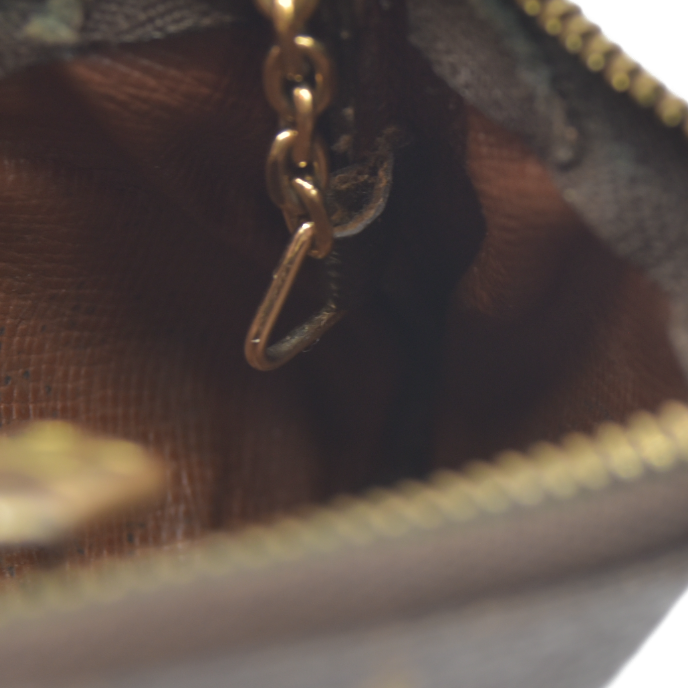 AUCTION $345 Louis Vuitton Monogram Pochette Cles Wallet Coin Purse Brown