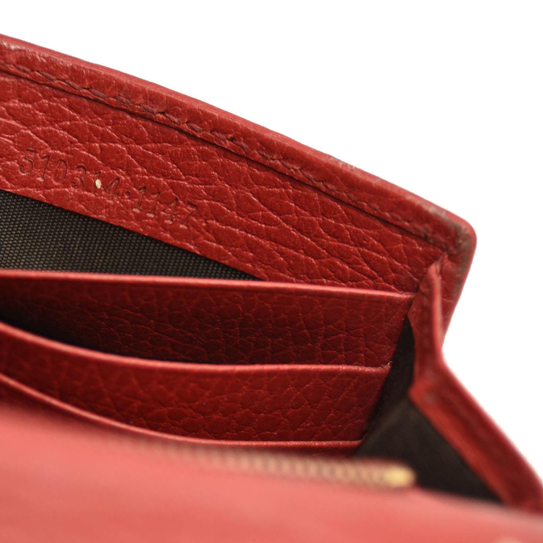 AUCTION $1290 Gucci Dollar Calfskin Interlocking G Chain Wallet Red