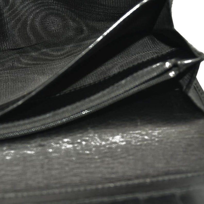 GUCCI Logo Leather Long Bifold Wallet Black