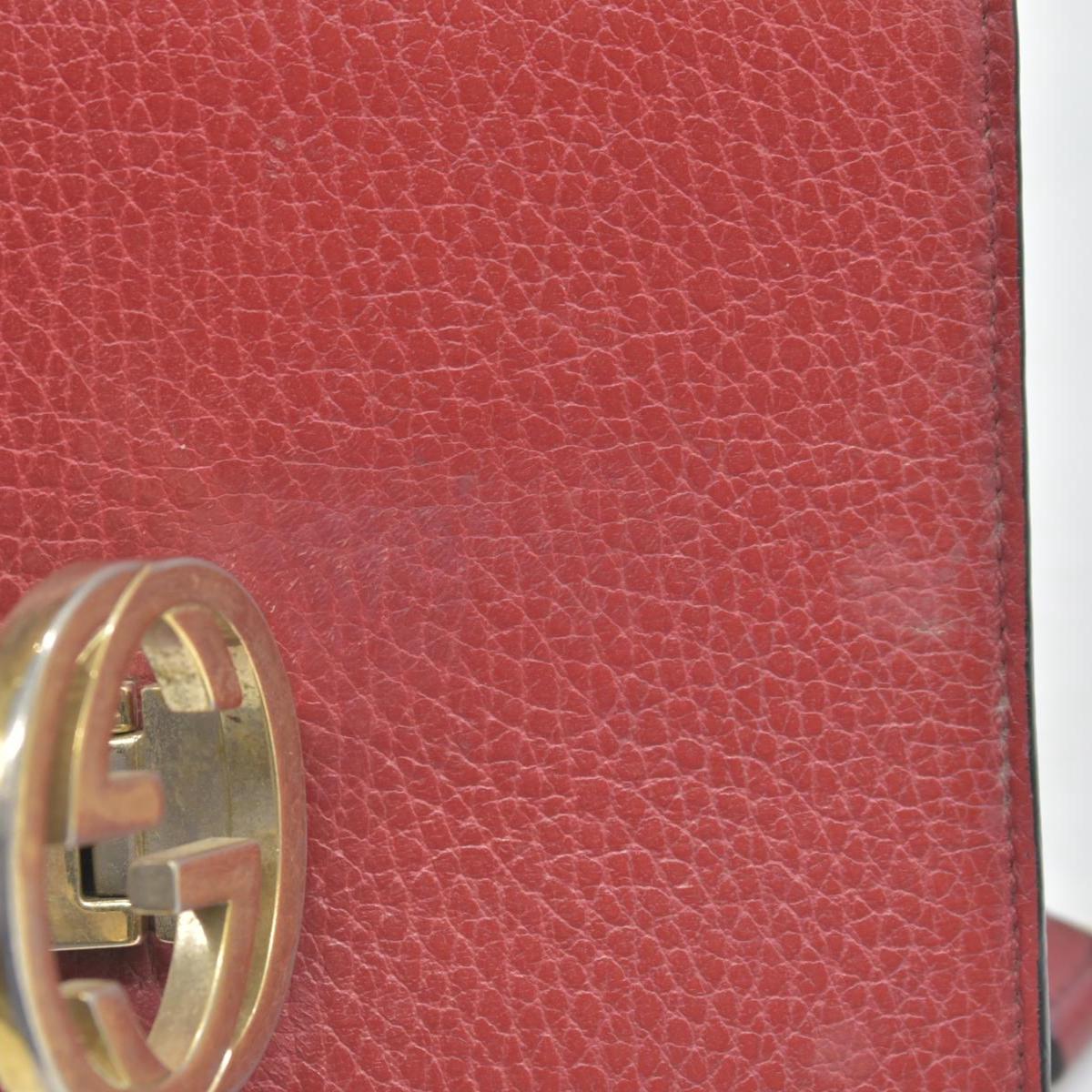 $1550 Gucci Dollar Calfskin Interlocking G Shoulder Bag Red CONSIGNMENT