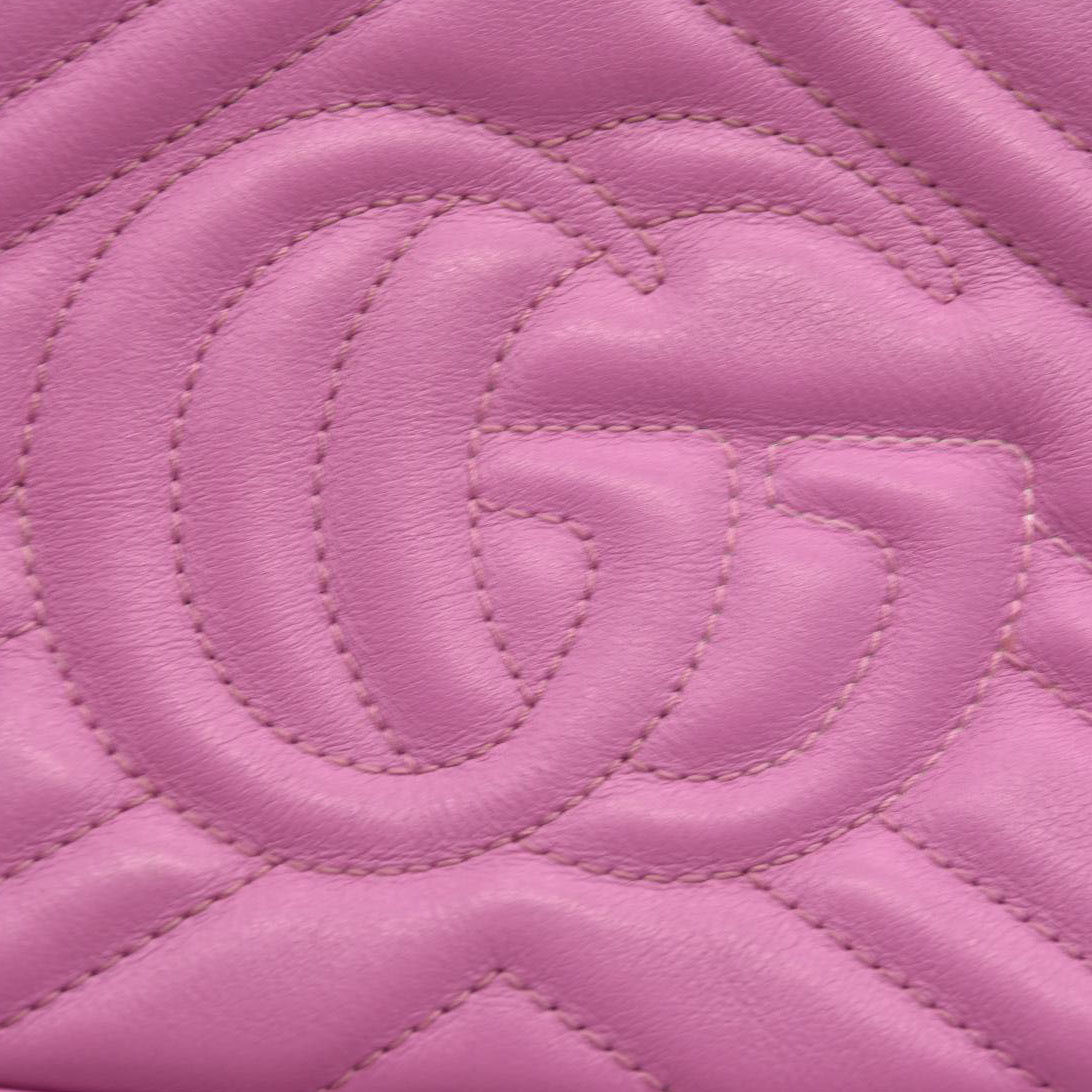 Gucci Calfskin Matelasse Mini GG Marmont Chain Shoulder Bag Candy Mousse
