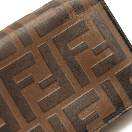 Fendi Vitello Soft F is Fendi Bi-Color FF 1974 Embossed Compact Wallet Maya Black