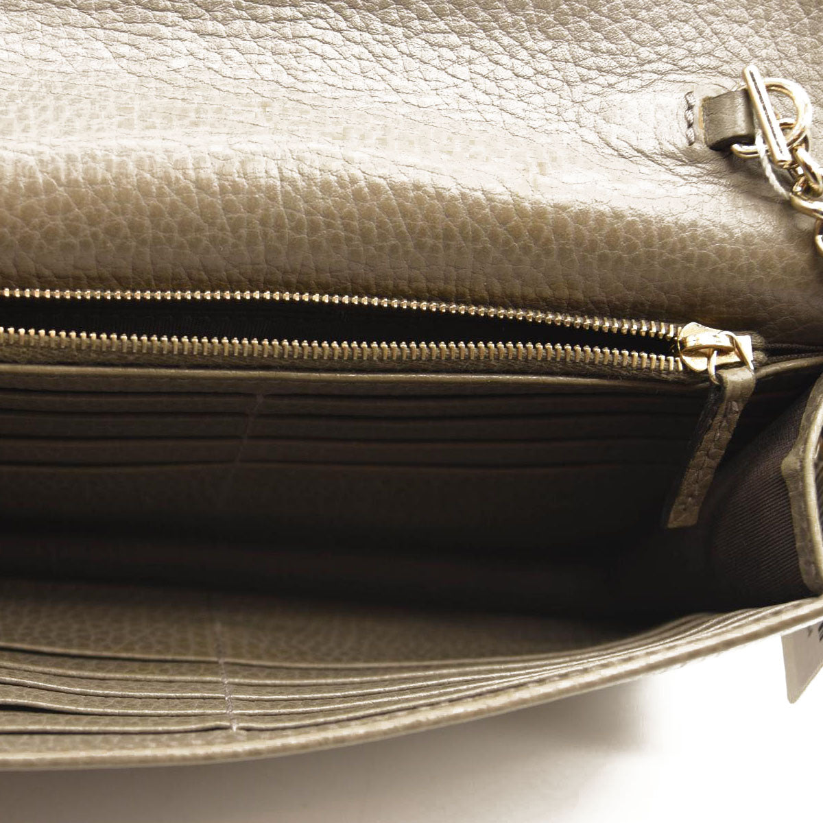 GUCCI Dollar Calfskin Interlocking G Chain Wallet Grey