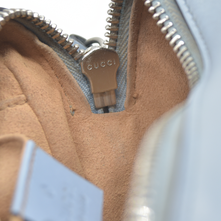 $1800 Gucci Calfskin Matelasse Mini GG Marmont Chain Shoulder Bag Light Blue