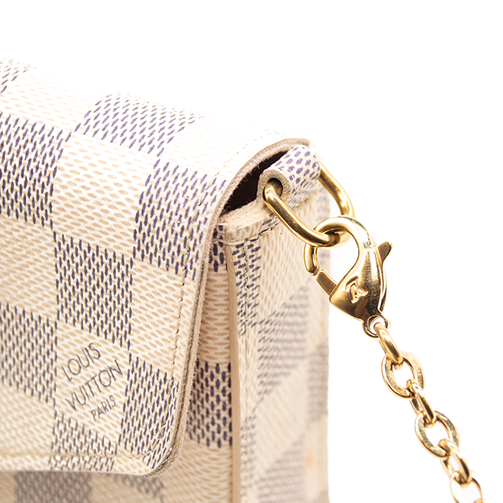 LOUIS VUITTON Damier Azur Pochette Felicie Chain Wallet Rose Ballerine