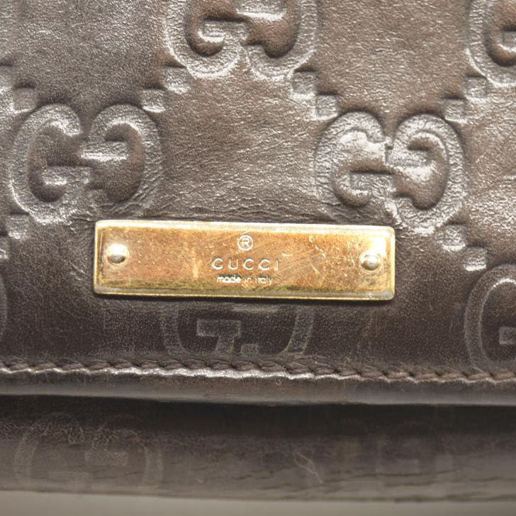 GUCCI Ssima GG Logo Leather Long Bifold Chain Wallet