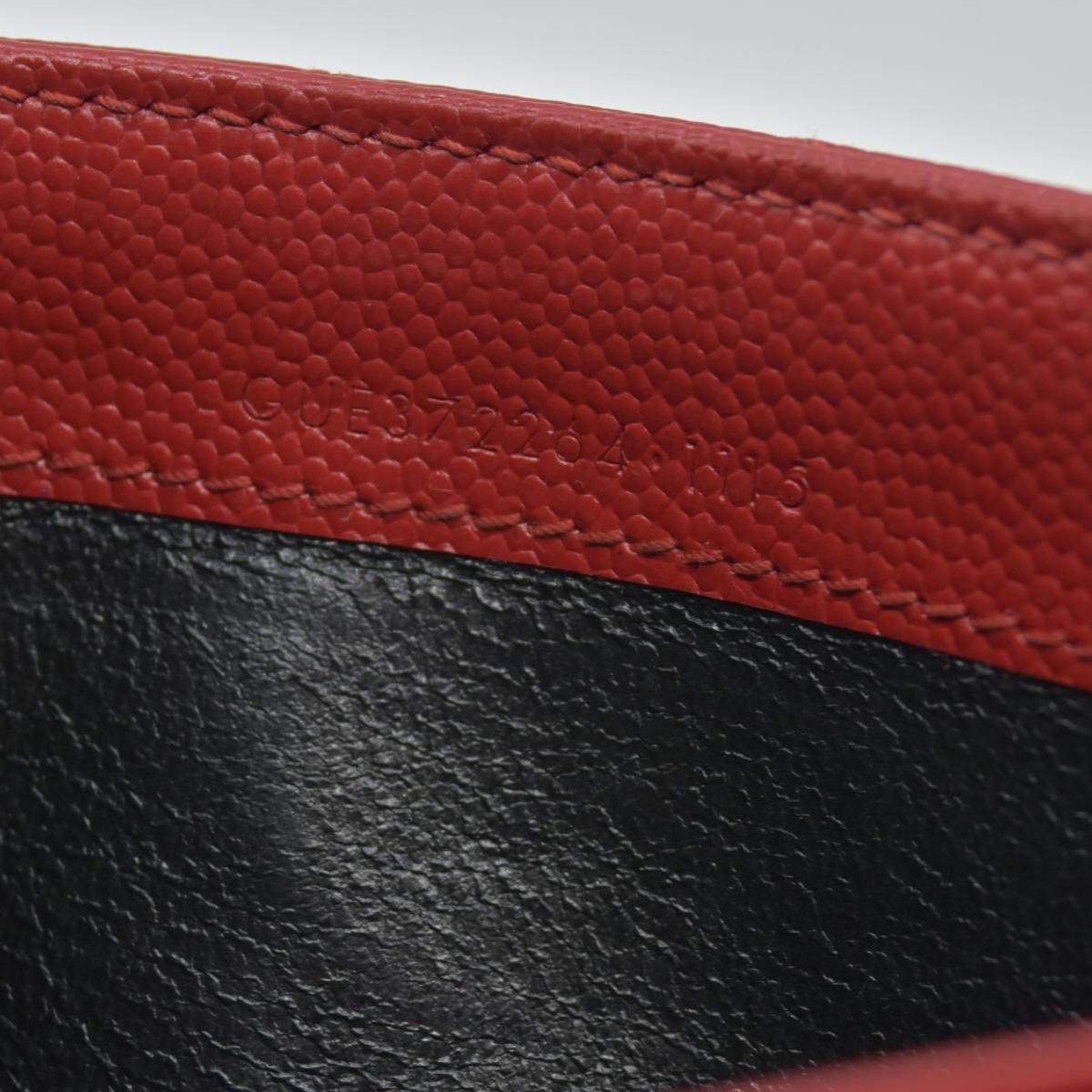 $750 Saint Laurent Grain De Poudre Matelasse Chevron Monogram Flap Wallet Red
