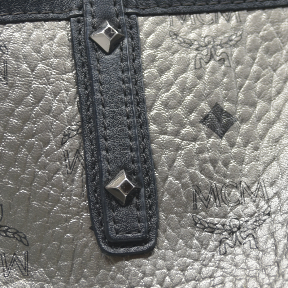 $770 MCM Tote Silver Metallic Liz Reversible Tote