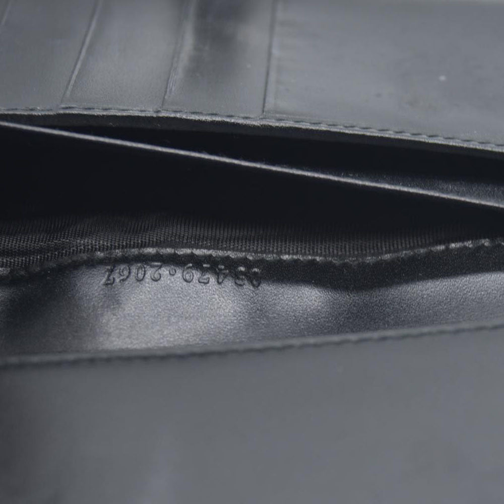 AUCTION $440 Gucci Denim Calfskin Monogram Blake Continental Wallet Black