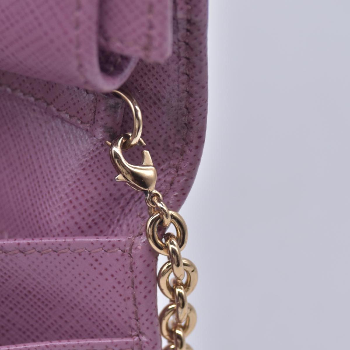 $650 SALVATORE FERRAGAMO Vara Bow Saffiano Leather Chain Flap Wallet Crossbody Pink CONSIGNMENT 10021563