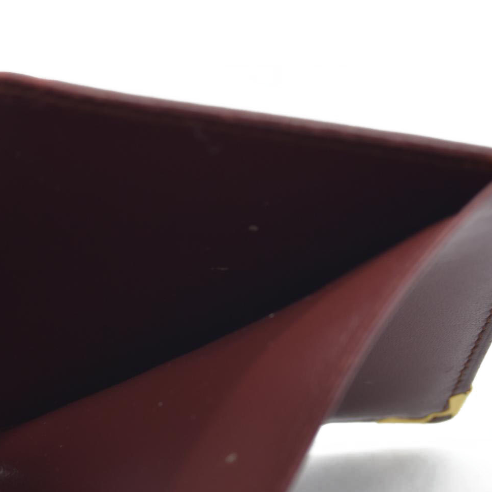 $580 Must de Cartier Leather Bifold Wallet Bordeaux