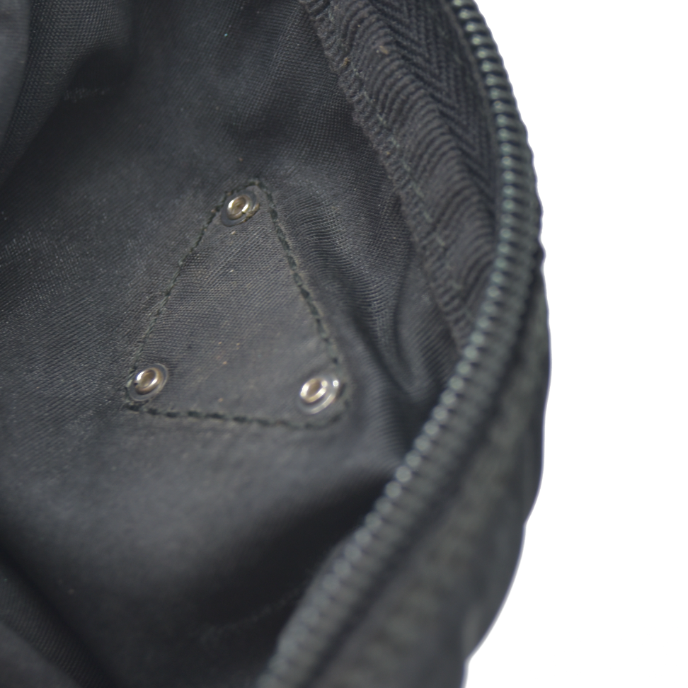 PRADA Logo Plate Nylon Cosmetic Pouch Bag Black