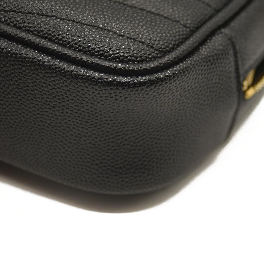 SAINT LAURENT Grain De Poudre Matelasse Monogram Mini Lou Camera Bag Black